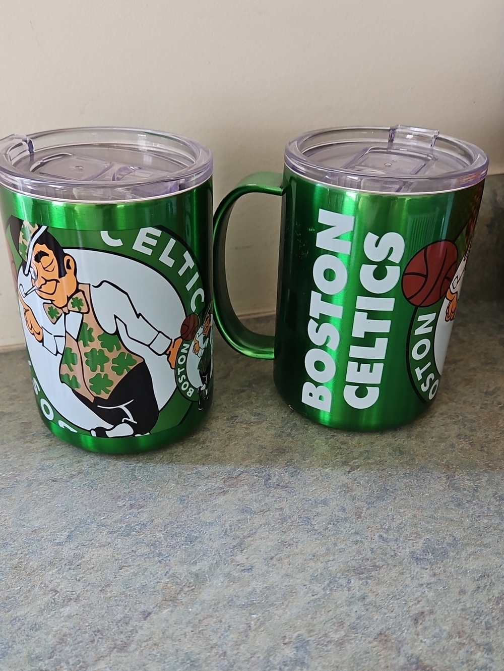 Boston Celtics Green Travel Mug with Clear Lid